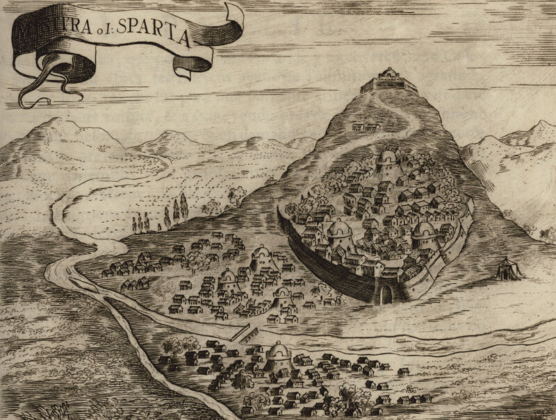 V. M. Coronelli, Άποψη της Σπάρτης και του Μυστρά, 1687