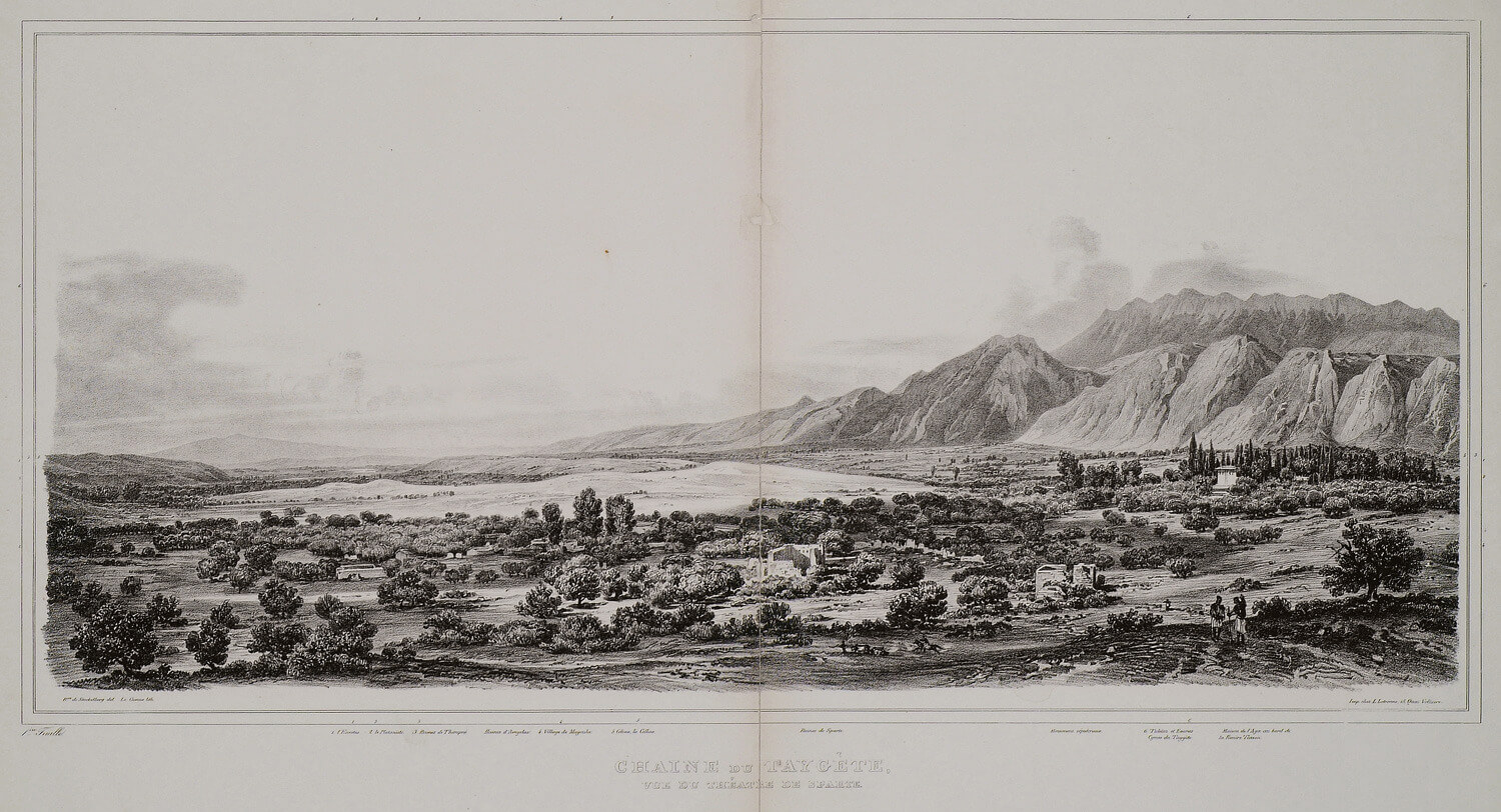 O. M. Stackelberg, Ο Ταΰγετος από το αρχαίο θέατρο της Σπάρτης, 1830