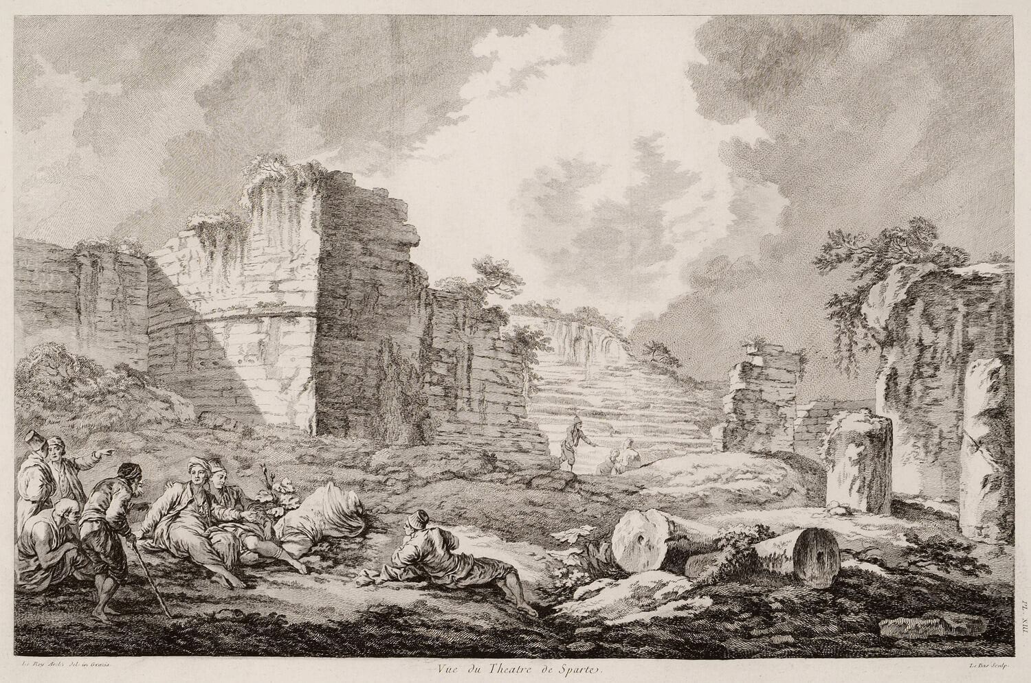 J. D. Le Roy, Τα ερείπια του ρωμαϊκού θεάτρου της Σπάρτης, 1770