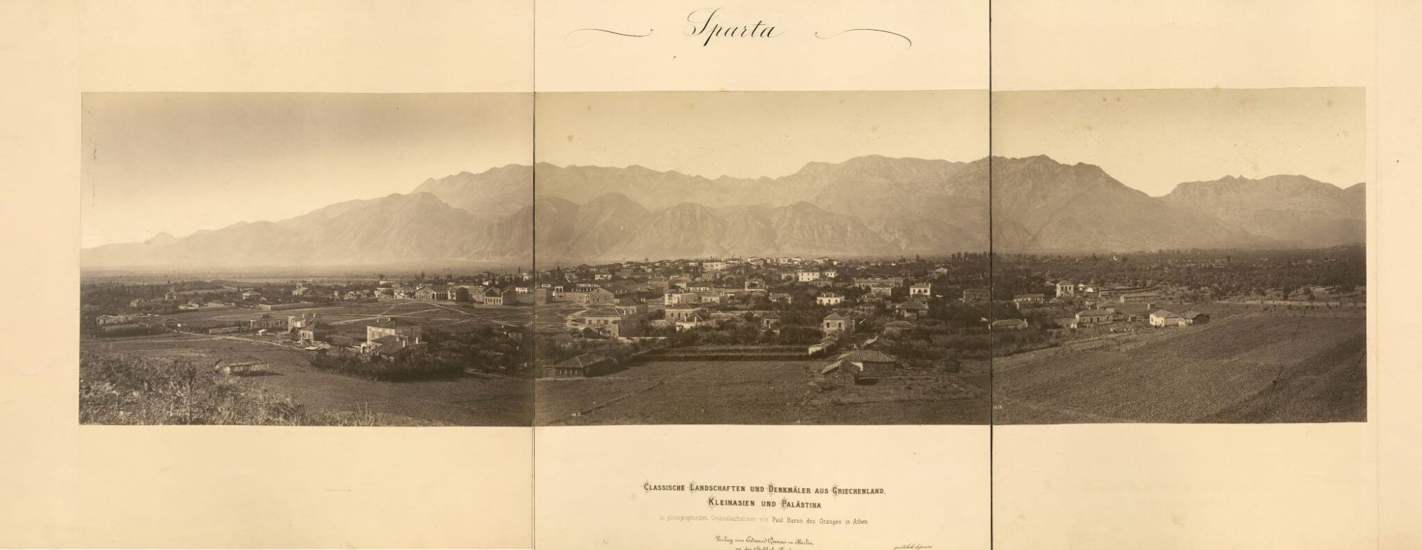 Το μεγάλο πανόραμα της Σπάρτης και του Ταϋγέτου από του Paul des Granges, 1865 (πηγή: eurotas.wordpress.com)